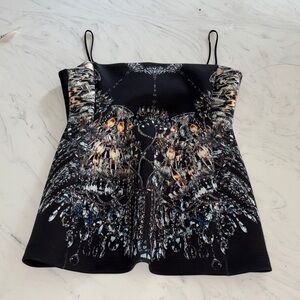 Clover canyon chandelier Elegant Black Printed tank Top blouse shirt l scuba